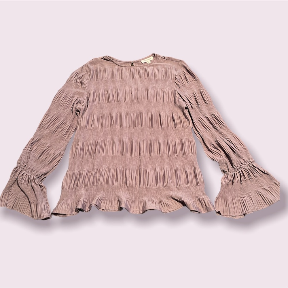Woman’s Purple Long Sleeve Crinkle Blouse